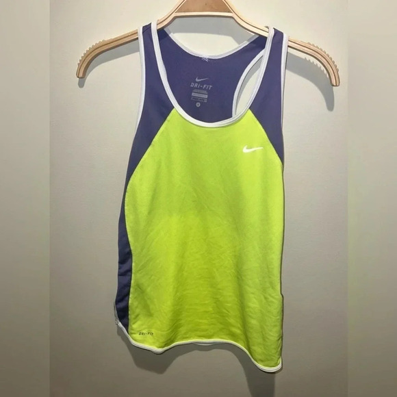 Nike‎ Lime Green and Purple Dri Fit Sleeveless Tank Size Small Athleisure Light - Picture 1 of 9